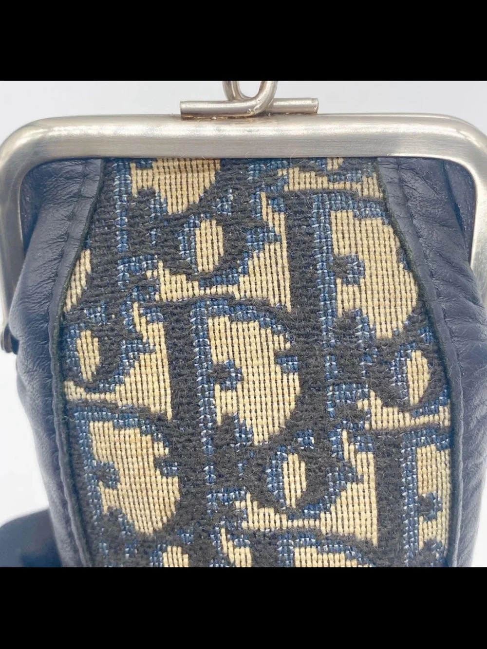 Dior Black and Beige Monogram Kiss-Lock Cosmetic Pouch